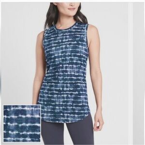 Athleta Fashion Forward Small Blue White Tie-Dye Sleeveless Tank Top